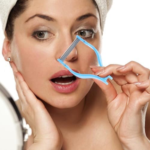 FOMIYES Face Hair Remover Spring Manual Epilator for Women Men, Stainless Steel Spring Hair Remover Threading Tool for Facial, Chin, Upper Lip, Mustache Blue