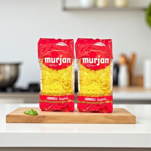 Murjan Vermicelli 14 oz (400g), (2Pack 800g) – Short-Cut Vermiceli Noodles for Rice, Soups & More – Pantry Essential Premium Quality Vermicelli شعيرية (Pack of 2)