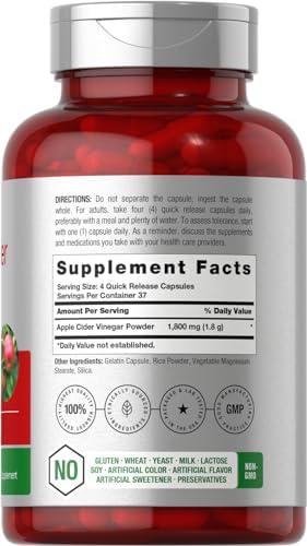 Horbäach Apple Cider Vinegar Capsules | 1800mg | 150 ACV Pills | Non-GMO, Gluten Free Supplement
