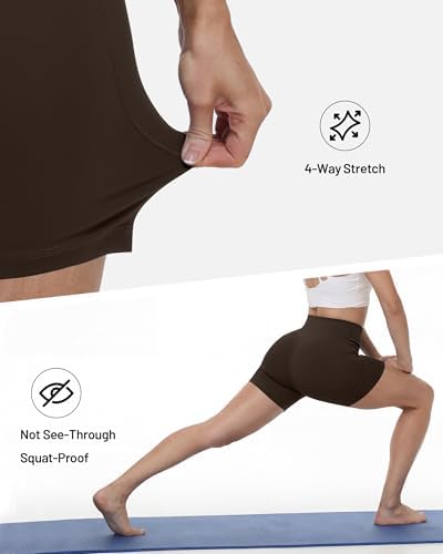 Runhit Women's Biker Shorts No Front Seam 4"/6"/8" High Waist Tummy Control Workout Yoga Gym Running Spandex Shorts Pockets