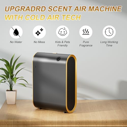 Wankeer Smart Scent Air Machine for Home, 1500 Sq. Ft Hotel Collection Diffuser with Cold Air Tech, Whole House Fragrance & Low Noise, Bluetooth Scent Air Diffuser for Home, Hotel, Office, Spa(Black)