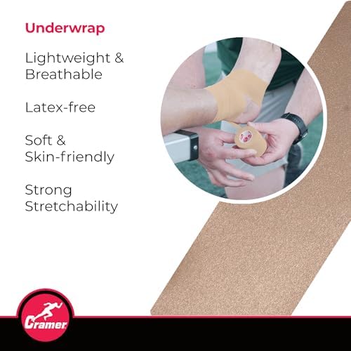 Cramer Tape Underwrap, Bulk Case of 48 Rolls of PreWrap for Athletic Taping, Hair Tie, Headband, Patellar Support, Pre-Wrap Athletic Tape Supplies, 2.75" X 30 Yard Rolls of Pre Wrap, Beige