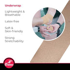 Cramer Tape Underwrap, Bulk Case of 48 Rolls of PreWrap for Athletic Taping, Hair Tie, Headband, Patellar Support, Pre-Wrap Athletic Tape Supplies, 2.75" X 30 Yard Rolls of Pre Wrap, Beige