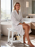 Shower Bench Seat, Non-Slip Shower Benches for Inside Shower to Sit on, HDPE Waterproof Shower Stool for Shaving Legs, Shower Chair with Adjustable Feet for Bathroom, Indoor/Outdoor Use, White
