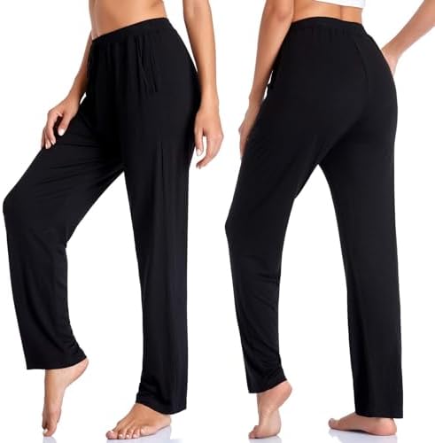Envlon Women's Yoga Pants with Pockets Comfy Stretch Loose Wide Leg Casual Pants Breathable Running Workout Lounge Pants