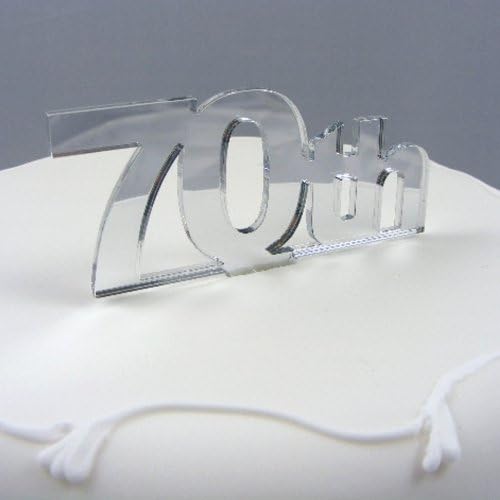 Super Cool Creations 70th Cake Topper Silver Acrylic Mirror - Large