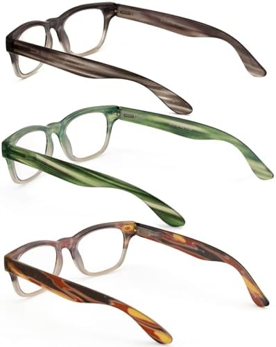 V.W.E. 3 Pairs Men Women Bold Thick Reading Glasses 2 Tone Mica Marble - Fashion Reader ZT107