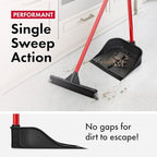 Dustpan with Handle by Ravmag- Solid Natural Rubber Construction- 29” Long Handled Dust Pan- Stand Up Design- Accommodates Any Broom/Hand Brush- Best Dustpans for Home (2 Piece Long Handle)