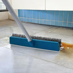 16-Inch Push Broom Outdoor with Rubber Squeegee and 58" Long Handle, 2 in 1 Commercial Broom Brush with Stiff Bristles for Deck Patio Garage Warehouse Driveway Concrete Floor Cleaning Scrubbing