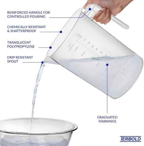 1 Gallon Measuring Pitcher 3-Pack | 3.785 Liter Shatterproof Plastic Large Graduated Mixing Pitchers, 1 Gallon (128 Fl Oz)