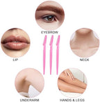 HFATMOS 12 Pcs Eyebrow Razors, Face Razors Multipurpose, Exfoliating Dermaplaning Tools, Eyebrow Trimmers Shaver with Protective Cover, Facial Hair Removal for Women Men Body Use (Pink)