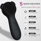 Silicone Face Scrubber Exfoliator Electric for Men Women, Rechargeable Facial Cleansing Brush with Wireless Charging Dock, Waterproof Sonic Vibrating Face Scrub Brush Cleanser for Exfoliating, Black