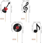 24 PCS Music Notes Cupcake Toppers Glitter Guitar Rock Cupcake Picks Vinyl Record Cake Decorations for Retro Rock and Roll Music Theme Baby Shower Kids Birthday Party Cake Decorations Supplies