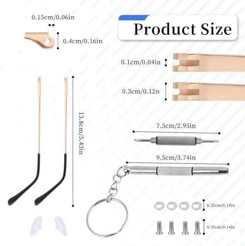 Metal Eyeglass Legs Replacement Gold Glasses Arm Replacement TR90 Eyeglasses Repair Legs Sunglasses Arm Glasses Temple Eyewear Frame Temple Accessory (Double Teeth)