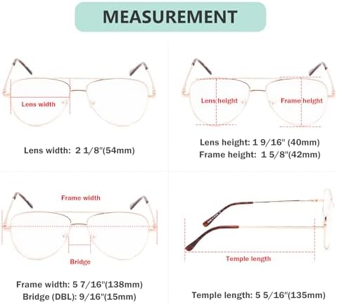 Eyekepper 4-Pack Pilot Style Metal Frame Spring Hinges Reading Glasses - Gold +0.00