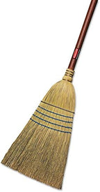 Rubbermaid Commercial Products Heavy-Duty Corn Broom, 1 1/8-Inch Wood Handle, Red, Indoor/Outdoor Broom for Courtyard/Garage/Lobby/Mall/Office