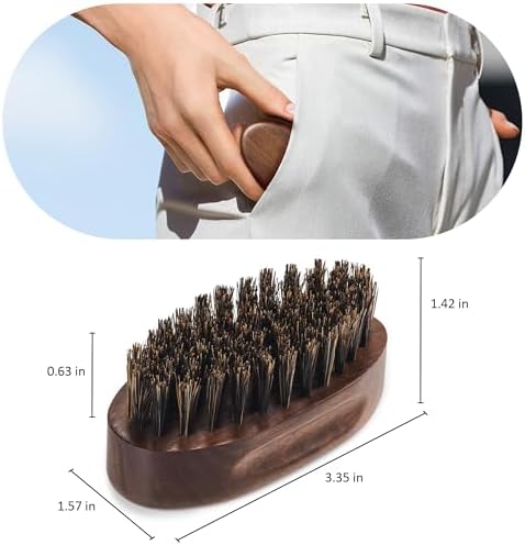 BFWood Small Travel Beard Brush - Natural Boar Bristles with Black Walnut Wood