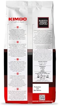 Kimbo Espresso Napoletano Whole Coffee Beans, Dark Roast, 1kg Bag