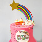 Flairs New York Happy Birthday Decorations Cake Toppers Party Props (Pack of 1 Cake Topper, Rainbow Shooting Star)