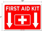 (Set of 2) First Aid Kit Sign - 10" x 7" 4 Mil Vinyl - LAMINATED For Ultimate Protection & Durability - Self Adhesive Decal - UV Protected & Weatherproof - Heavy Duty