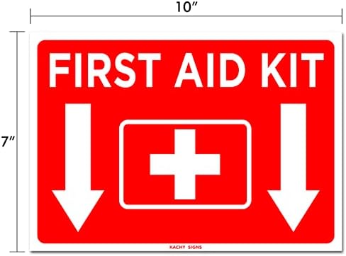 (Set of 2) First Aid Kit Sign - 10" x 7" 4 Mil Vinyl - LAMINATED For Ultimate Protection & Durability - Self Adhesive Decal - UV Protected & Weatherproof - Heavy Duty