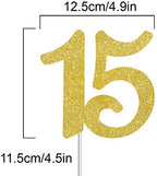 Numbrer 15 Cake Topper for Happy 15th Birthday or Anniversary Party Decoration Supplies