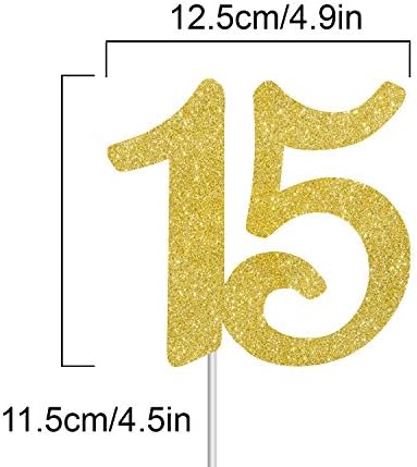 Numbrer 15 Cake Topper for Happy 15th Birthday or Anniversary Party Decoration Supplies