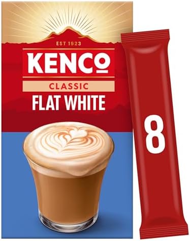 Kenco Flat White Instant Coffee Sachets s 8x14.8g (Pack of 5, Total 40 Sachets, 592g)