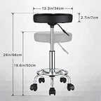 Round Rolling Stool with Wheels Height Adjustable Swivel Stool Chair for Spa Salon Massage Black
