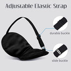 LULUSILK Mulberry Silk Sleep Eye Mask Blindfold with Adjustable Strap, Soft Eye Cover for Women Men Night Sleeping, Travel, Nap(Black)