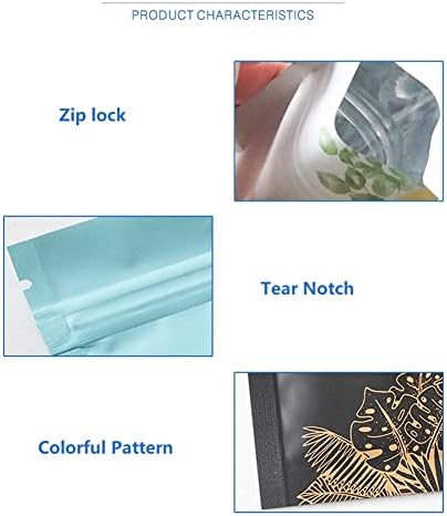 100PCS Gold Leaf Bag For Candy Coffee Mylar Food Saver Storage Disposable Snack Container Zipper Packet Biscuit Resealable Thick Aluminum Foil Sample 3.1x4.7in