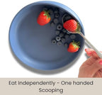 Modaliv Premium Adult Silicone Scooper Plate with Suction Base – 34oz Adaptive Non-Slip Feeding Plate for Adults & Seniors – Food Grade, Dishwasher & Microwave Safe (Blue)