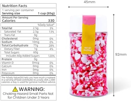 Valentines Sprinkles for Cake Decorating, Pink, Red and White Heart Sprinkles,3oz Pink Heart Pearl Sprinkles for Valentines Cookie Baking Cupcake Toppers