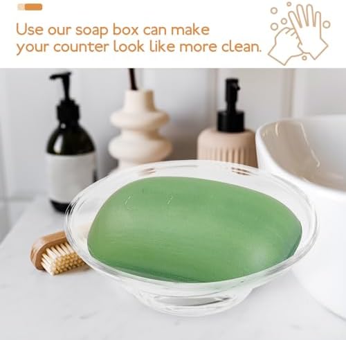 Cabilock Transparent Round Soap Box with Drainage Soap Container for Bathroom and Shower Anti-Slip Holder for Home and Travel 4.33X4.33X2.75 Inches Pack of 2