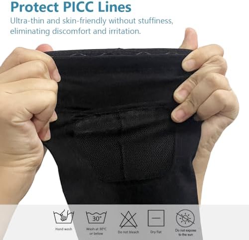 PICC Line Cover with Mesh Viewing Window, Upper or Lower Arm Line Protective Sleeve, Non-slip Silicone Gasket Inside, Comfort Cast Protector, 1 PCS (S)