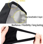 2-Pack Unisex Cloth Washable Reusable Cover-100% Cotton 3 Layer black outdoor