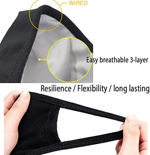 2-Pack Unisex Cloth Washable Reusable Cover-100% Cotton 3 Layer black outdoor