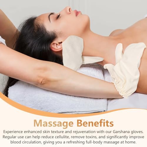 Garshana Gloves Raw Silk Massage,Raw Silk Gloves Garshana with Elastic Wrist Bands,for Skin Brushing Massage for Women