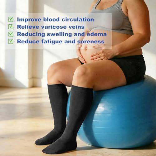 Plus Size Compression Socks for Women Men Wide Calf L/XL-5XL (15-20mmhg) Knee High Socks Support Compression Stockings for Nurses and Flying