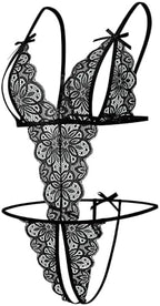 Avidlove Women Lingeries Deep V Teddy Lingerie Sexy Lace Bodysuit One Piece Mini Babydoll