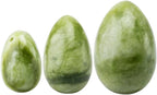 3pcs Set Jade Yo-ni Eggs Massage Stone, Natural Crystal Quartz Eggs Balls for Women Body Massage P-C Muscle Training Wellness, Chakra Healing Exercise Relax (Green Jade)
