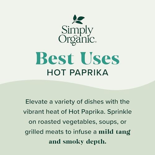 Simply Organic Paprika, Hot, Organic, 2.86 Ounce