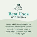 Simply Organic Paprika, Hot, Organic, 2.86 Ounce