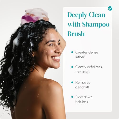 HEETA Hair Scalp Massager Shampoo Brush 2 Pack, Soft Silicone Bristles to Remove Dandruff, Waterproof Hair Scrubber for Both Wet Dry Hair, Suitable for Men & Women (Green & Purple)