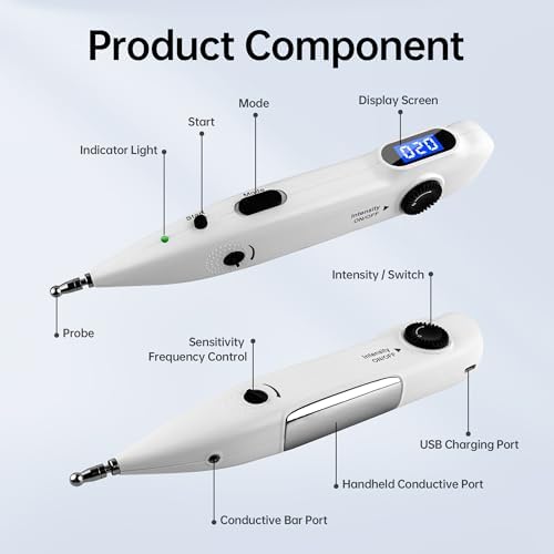 Electronic Acupuncture Pen Meridian Acupoints Finder Electric Acupressure Point Muscle Massage Pulse Therapy Tool for Pain Relief Rechargeable
