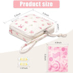 Small Makeup Bag | Discreet Period Bag Pad Pouch for Purse| Sanitary Napkin Storage & Tampon Holder for Travel(Flower bow beige)