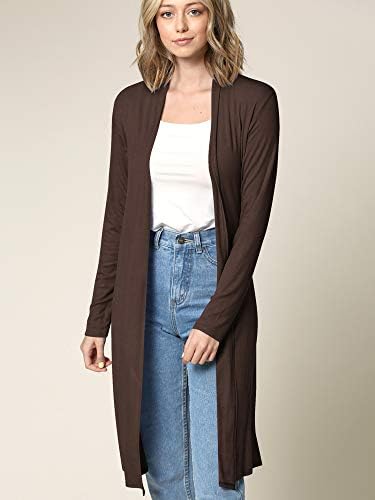 Lock and Love Women's Long Cardigan – Fall Casual Draped Open Front Lightweight Duster with Long Sleeves