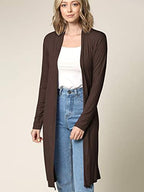 Lock and Love Women's Long Cardigan – Fall Casual Draped Open Front Lightweight Duster with Long Sleeves