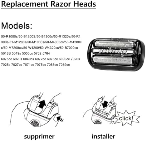 53B Replacement Head Compatible With Braun Series 5 6, 53B Wet and Dry Replacement Foil and Cutter for Braun Electric Shaver S5 S6 5409 5762