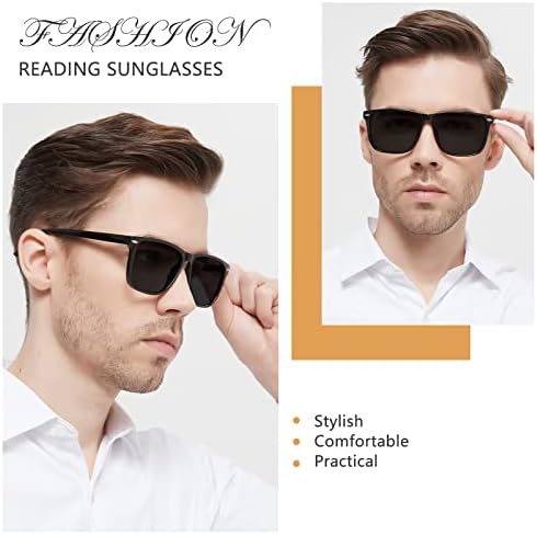 Reading Sunglasses for Men Big Sun Readers With Durable Spring Hinges 1.0 1.25 1.5 1.75 2.0 2.25 2.5 2.75 3.0 3.5 4.0 Outdoor UV Protection Comfortable Fit (Black 1.50)